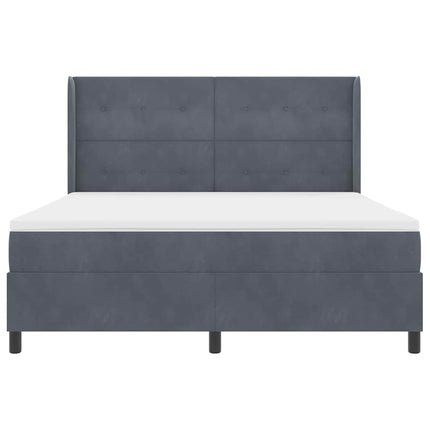 Box spring seng med hovedgærde Mørkegrå 180 x 200 cm Fløjl