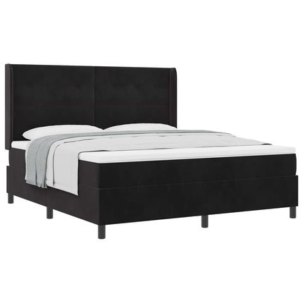 Box spring seng med hovedgærde Sort 180 x 200 cm Fløjl