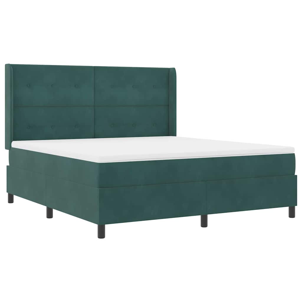 Box spring seng med madras Mørkegrøn 180 x 200 cm Fløjl