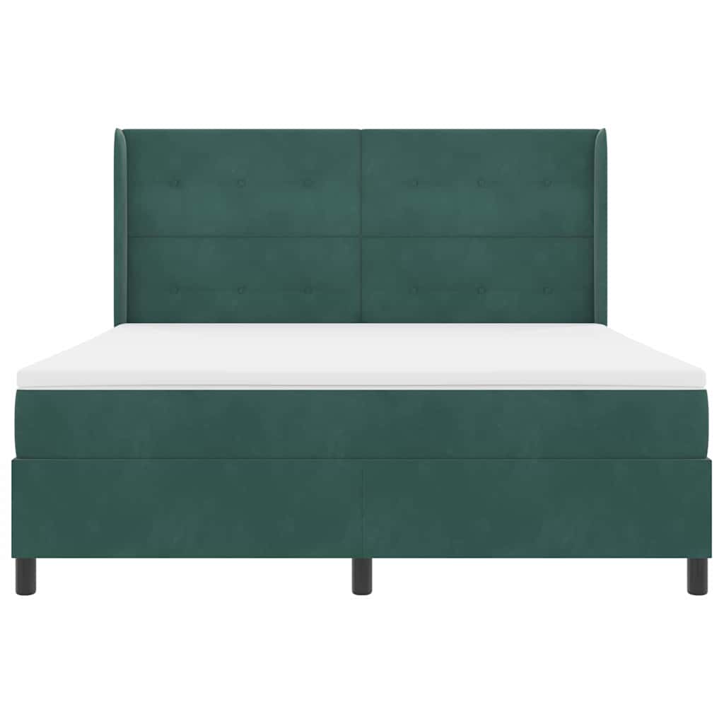 Box spring seng med madras Mørkegrøn 180 x 200 cm Fløjl