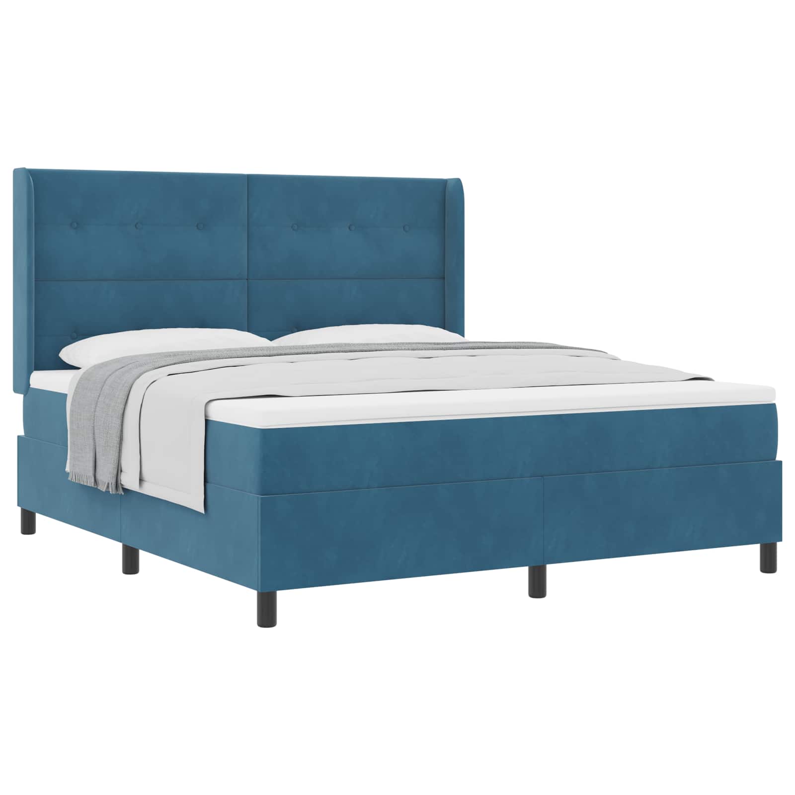 Box spring seng med madras Blå 180 x 200 cm Fløjl