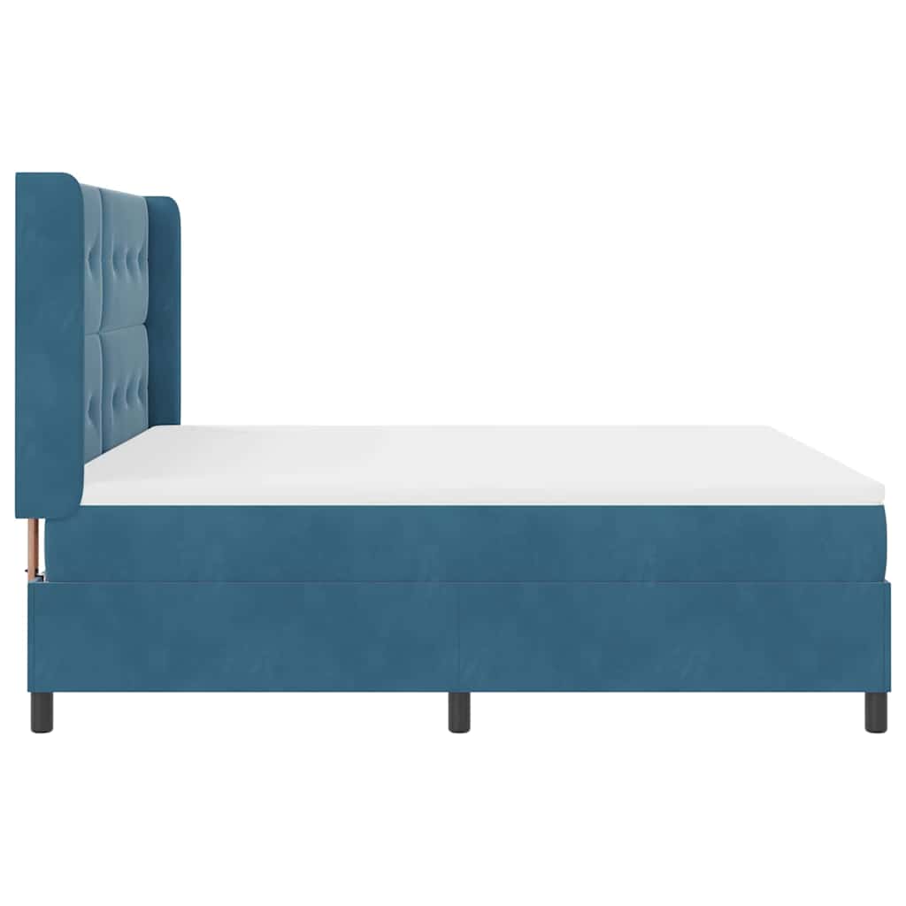Box spring seng med madras Blå 180 x 200 cm Fløjl