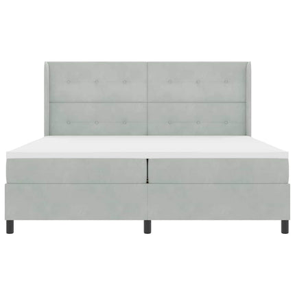 Box spring seng med hovedgærde Lysegrå 200 x 200 cm Fløjl