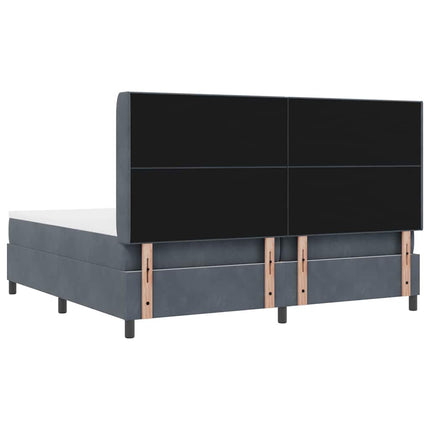 Box spring seng med hovedgærde Mørkegrå 200 x 200 cm Fløjl