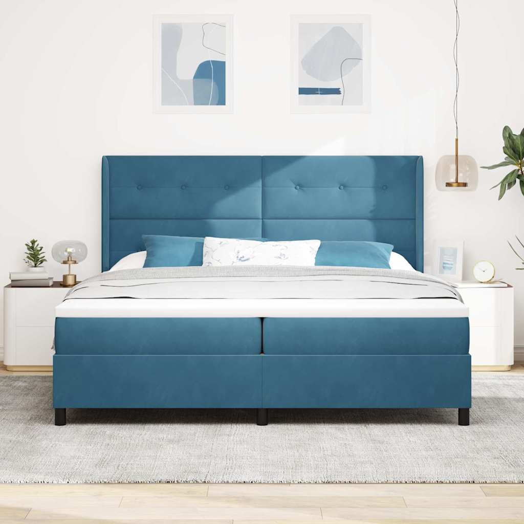 Box spring seng med madras Blå 100 x 200 cm Fløjl
