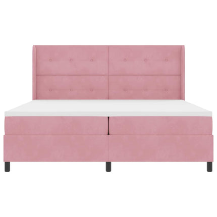 Box spring seng med hovedgærde Lyserød 200 x 200 cm Fløjl