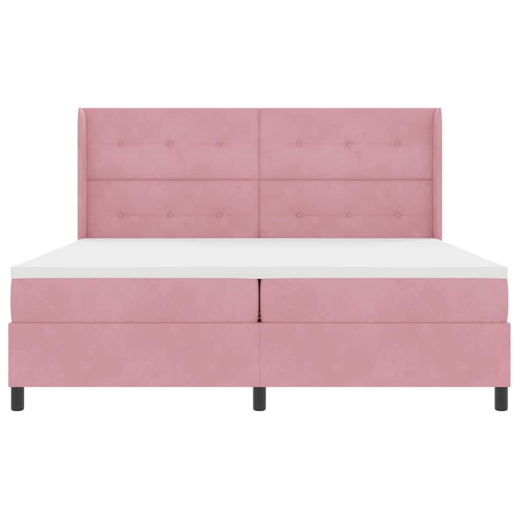 Box spring seng med madras Lyserød 200 x 200 cm Fløjl