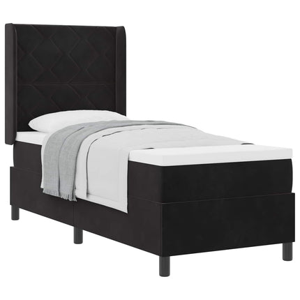 Box spring seng med hovedgærde Sort 80 x 200 cm Fløjl