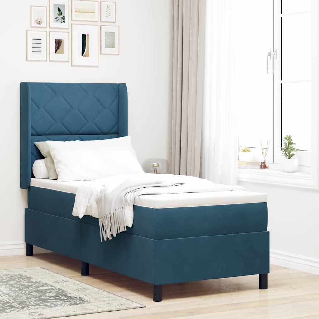 Box spring seng med hovedgrde Bl 80 x 200 cm Fljl