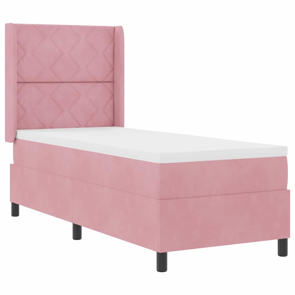 Box spring seng med madras Lyserød 80 x 200 cm Fløjl