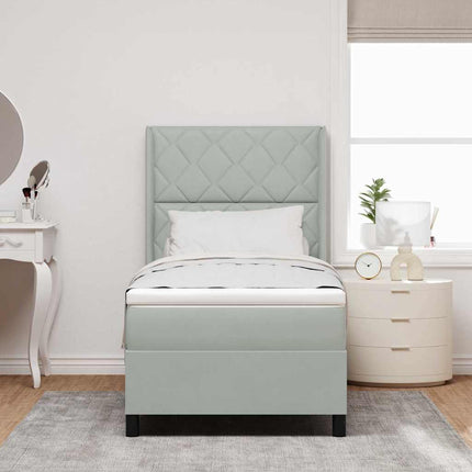 Box spring seng med hovedgærde Lysegrå 90 x 200 cm Fløjl