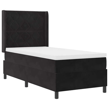 Box spring seng med hovedgærde Sort 90 x 200 cm Fløjl