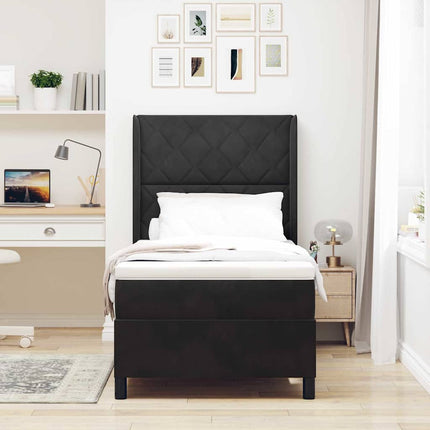 Box spring seng med hovedgærde Sort 100 x 200 cm Fløjl