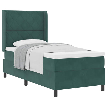 Box spring seng med hovedgærde Mørkegrøn 100 x 200 cm Fløjl
