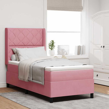 Box spring seng med hovedgærde Lyserød 100 x 200 cm Fløjl