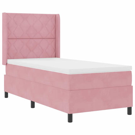 Box spring seng med hovedgærde Lyserød 100 x 200 cm Fløjl