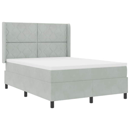 Box spring seng med hovedgærde Lysegrå 140 x 200 cm Fløjl