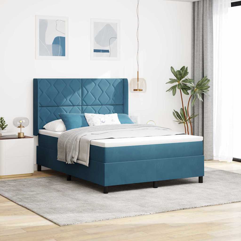 Box spring seng med hovedgrde Bl 140 x 200 cm Fljl