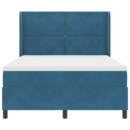 Box spring seng med hovedgærde Blå 140 x 200 cm Fløjl