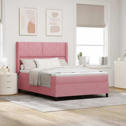 Box spring seng med hovedgærde Lyserød 160 x 200 cm Fløjl
