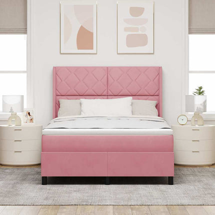 Box spring seng med hovedgærde Lyserød 160 x 200 cm Fløjl