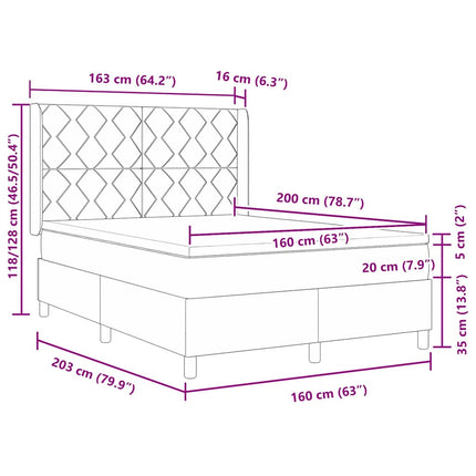 Box spring seng med hovedgærde Lyserød 160 x 200 cm Fløjl