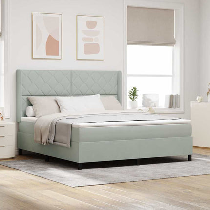 Box spring seng med hovedgærde Lysegrå 180 x 200 cm Fløjl