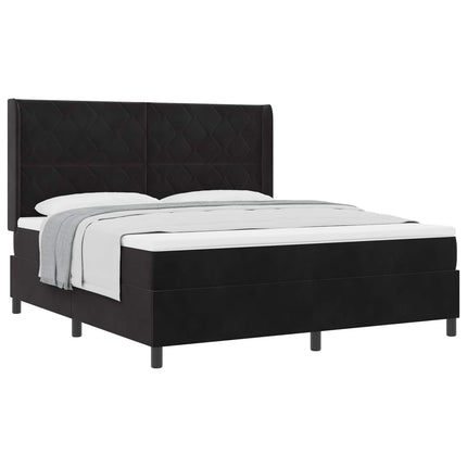 Box spring seng med hovedgærde Sort 180 x 200 cm Fløjl