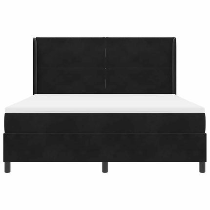 Box spring seng med hovedgærde Sort 180 x 200 cm Fløjl