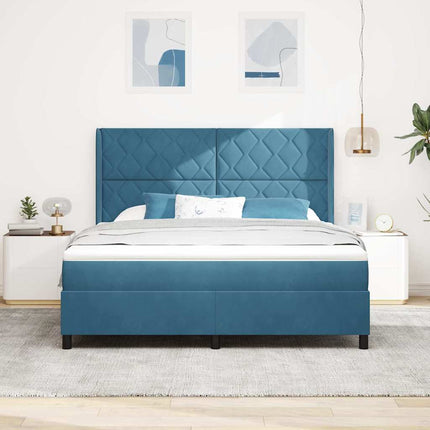 Box spring seng med hovedgærde Blå 180 x 200 cm Fløjl