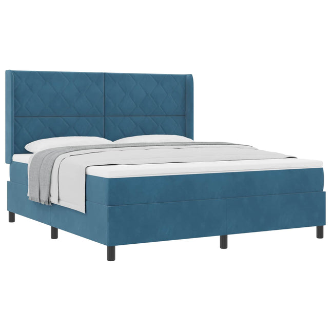 Box spring seng med hovedgærde Blå 180 x 200 cm Fløjl