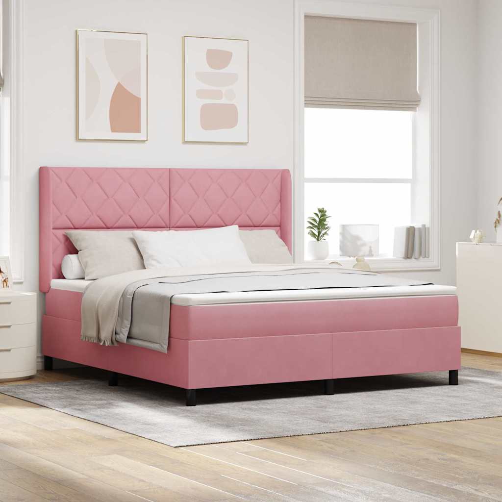 Box spring seng med hovedgrde Lyserd 180 x 200 cm Fljl