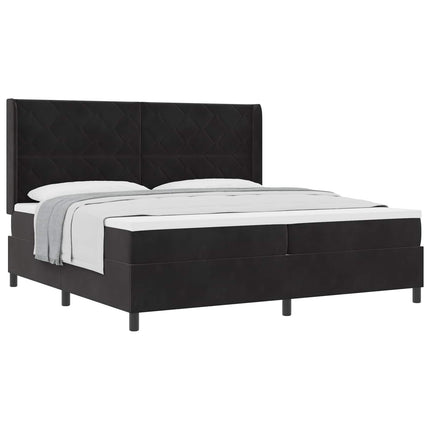 Box spring seng med hovedgærde Sort 200 x 200 cm Fløjl