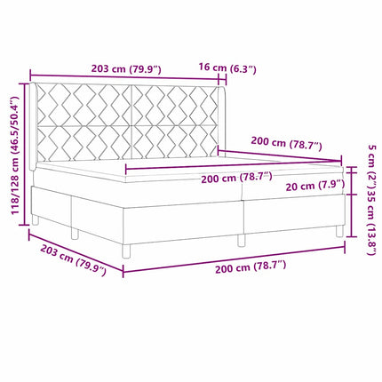 Box spring seng med hovedgærde Sort 200 x 200 cm Fløjl