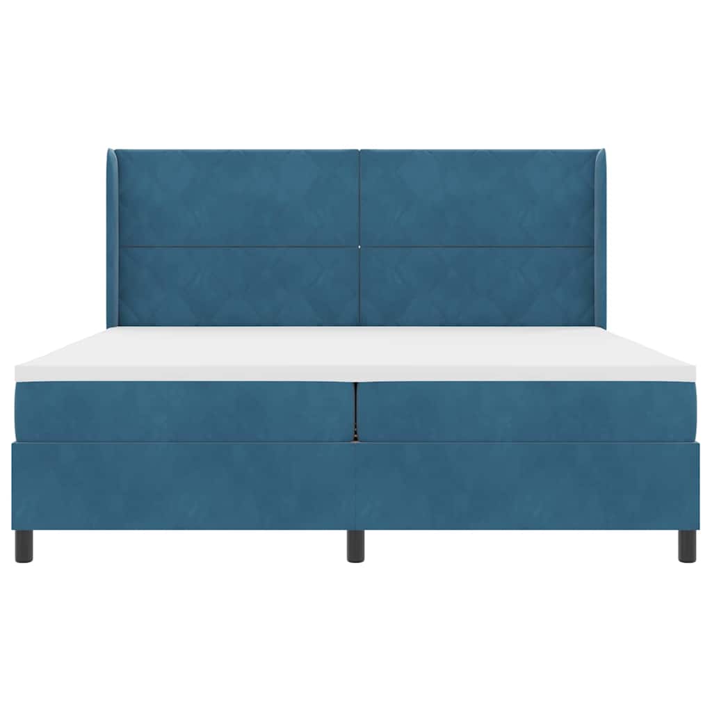 Box spring seng med madras Blå 200 x 200 cm Fløjl