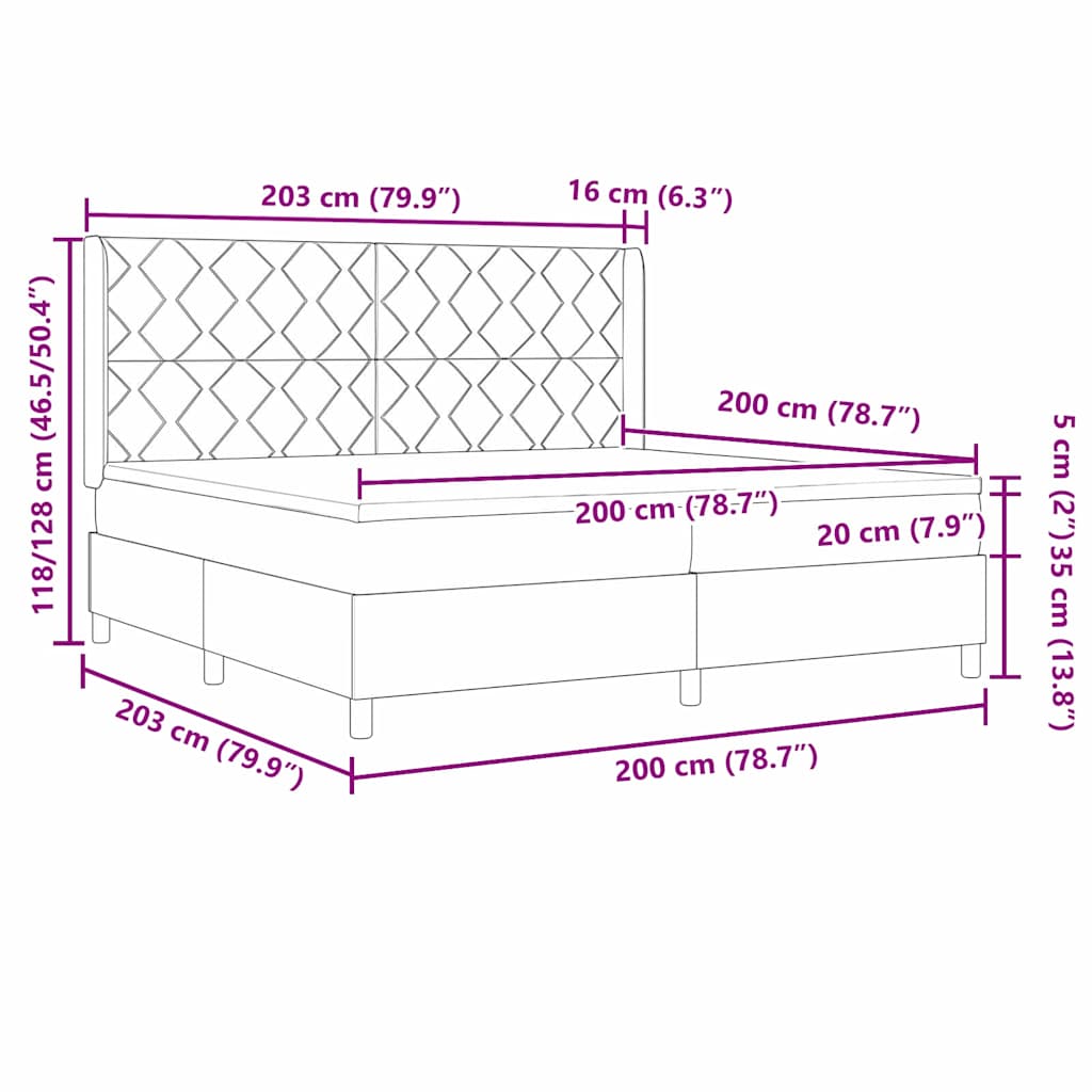 Box spring seng med madras Blå 200 x 200 cm Fløjl