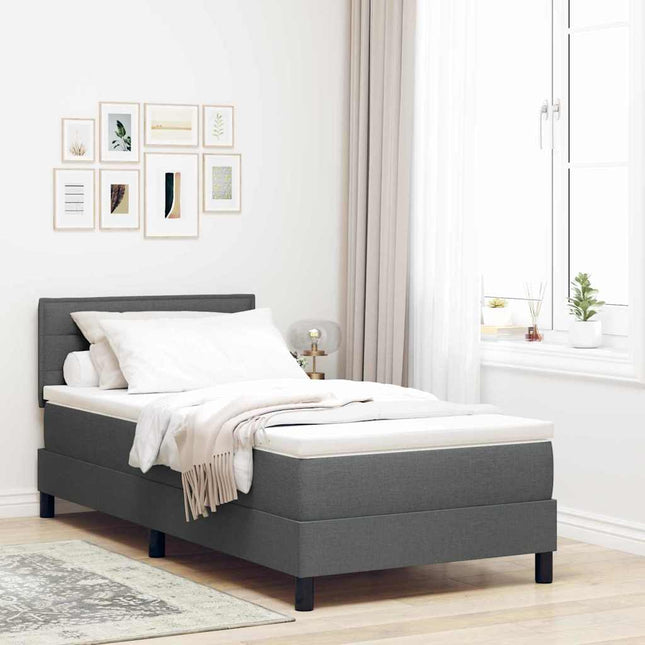 Box spring seng med pude Mørkegrå 80 x 200 cm Stof