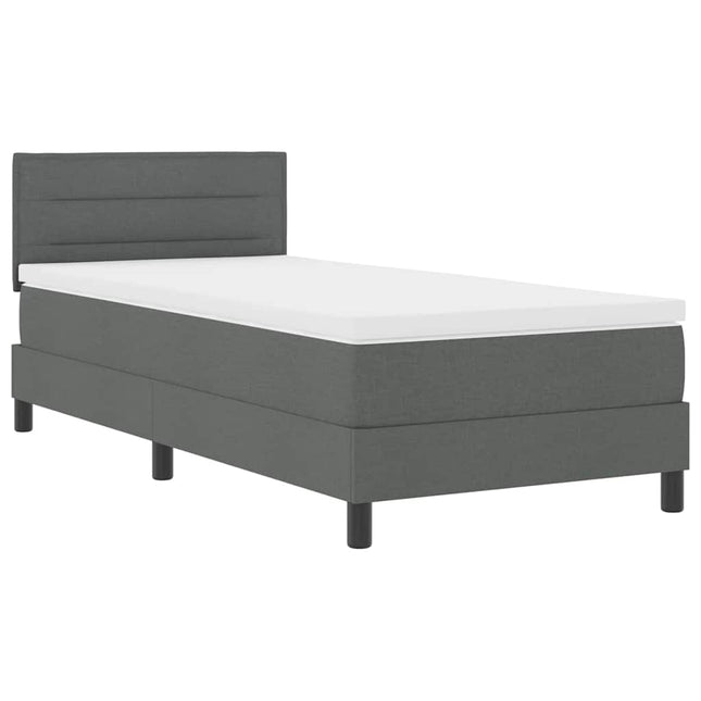 Box spring seng med pude Mørkegrå 80 x 200 cm Stof