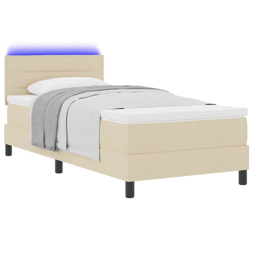Box spring seng med madras med LED Creme 80 x 200 cm Stof