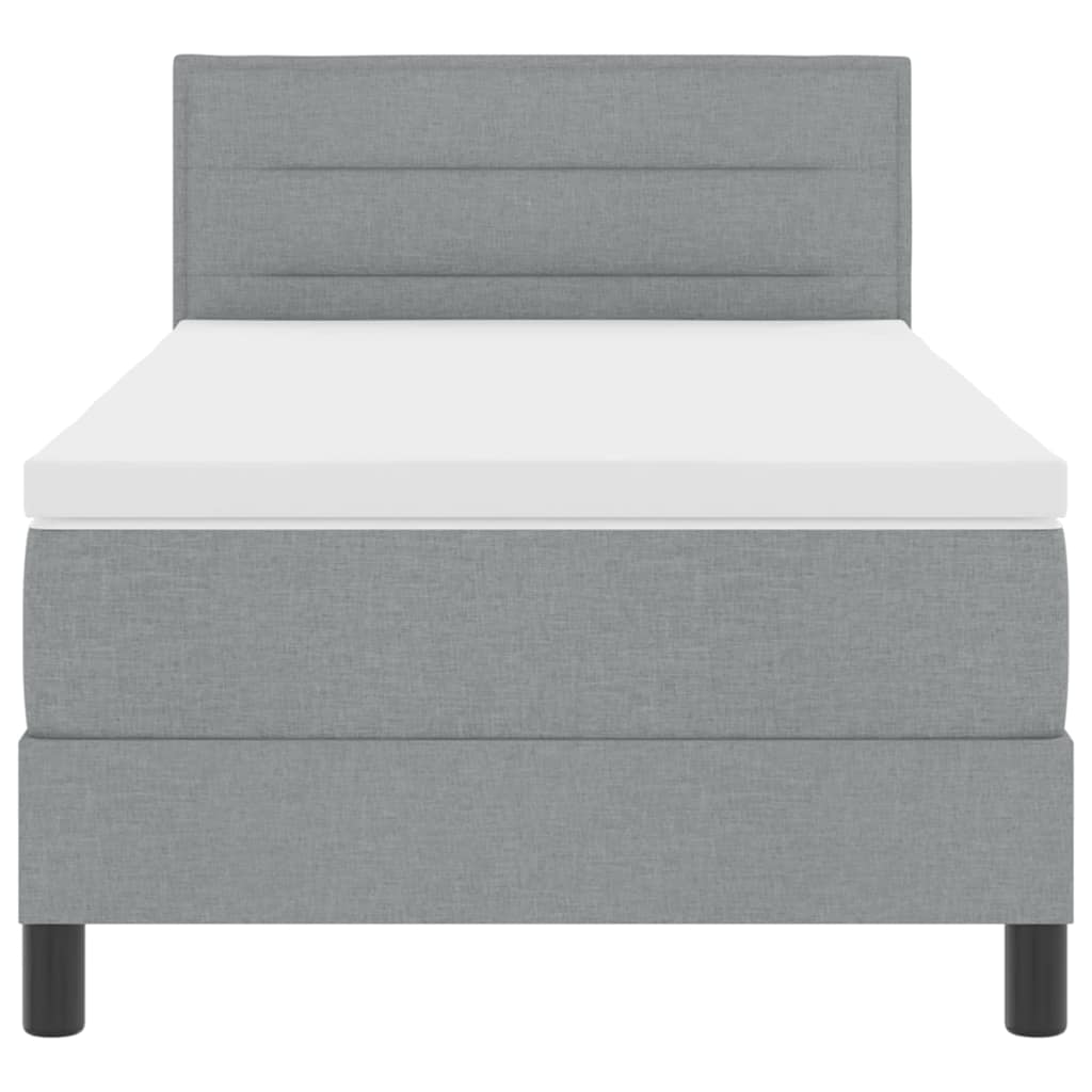 Box spring seng med madras med LED Lysegrå 90 x 190 cm Stof