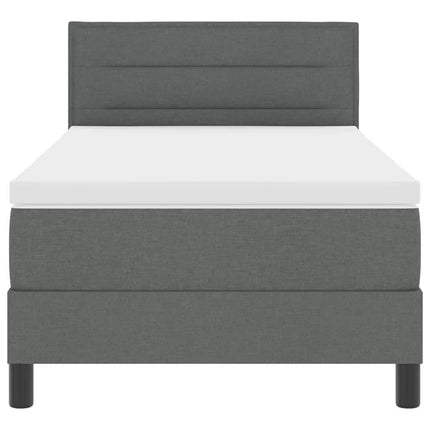 Box spring seng med LED-lysstrimler Mørkegrå 90 x 190 cm Stof