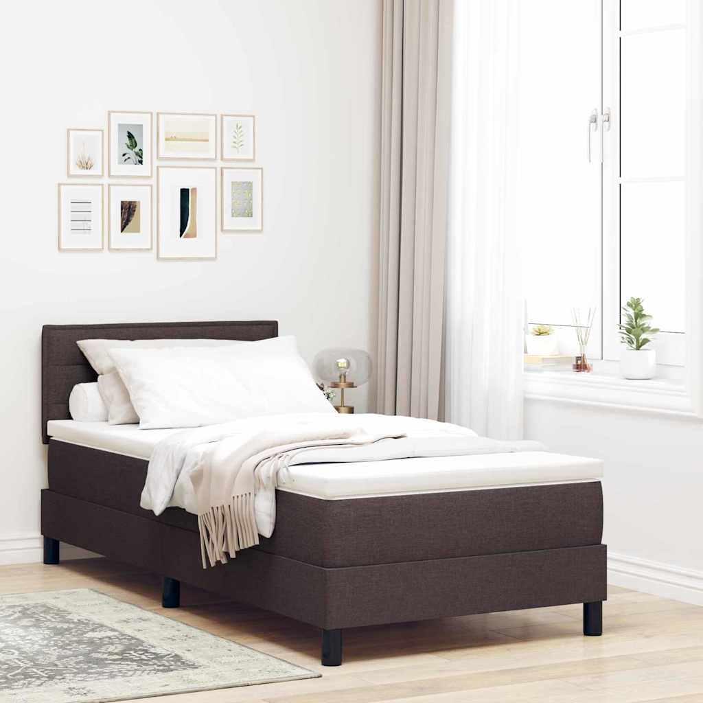 Box spring seng med LED-lysstrimler Mrk Brun 90 x 190 cm Stof