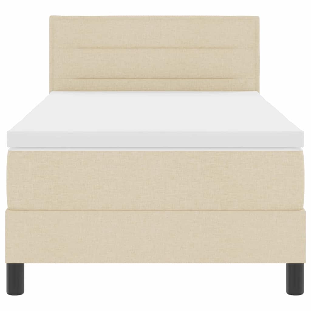 Box spring seng med madras med LED Creme 90 x 190 cm Stof
