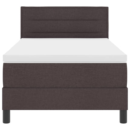 Box spring seng med LED-lysstrimler Mørk Brun 90 x 200 cm Stof