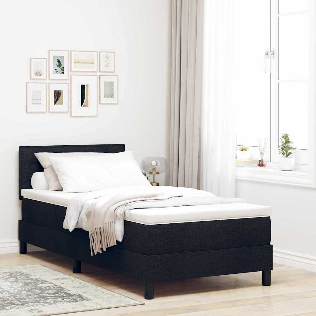 Box spring seng med madras med LED Sort 100 x 200 cm Stof