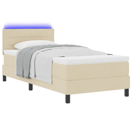 Box spring seng med pude med hovedgærde Creme 100 x 200 cm Stof
