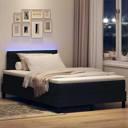 Box spring seng med madras med LED Sort 120 x 190 cm Stof