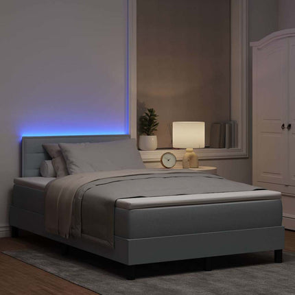 Box spring seng med madras med LED Lysegrå 120 x 200 cm Stof