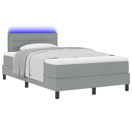 Box spring seng med madras med LED Lysegrå 120 x 200 cm Stof