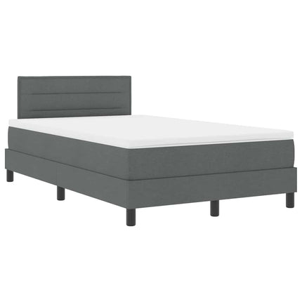 Box spring seng med LED-lysstrimler Mørkegrå 120 x 200 cm Stof